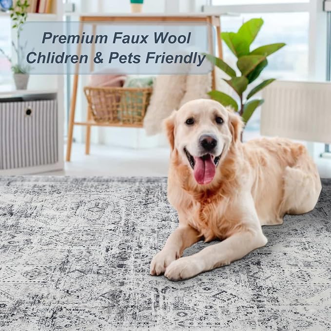Area Rug 5×7, Vintage Boho Rug, Ultra-Soft Low Pile, Non Slip, Stain Resistant - Image 7