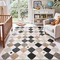 jinchan Macy Area Rug 5x7 Kids Washable Indoor Non-Slip Black and White Modern by JINCHAN