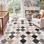 jinchan Macy Area Rug 5x7 Kids Washable Indoor Non-Slip Black and White Modern by JINCHAN
