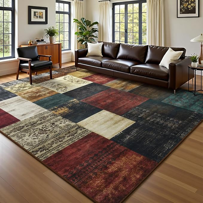 DweIke Washable Area Rugs for Living Room, 4x6 Soft Bedroom Rugs, Geometric - Image 2