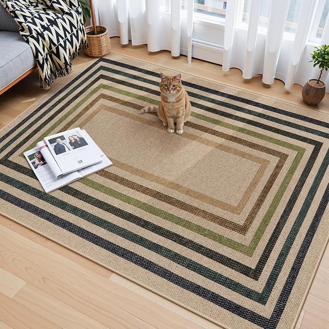 Lahome Modern Geometric Easy Jute Rug, 4x6 Washable Indoor Outdoor Carpet - Image 3
