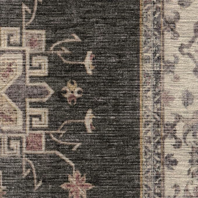 RUGGABLE Washable Vintage Area Rug – Verena Dark Wood 2x3, Stain-Resistant - Image 4