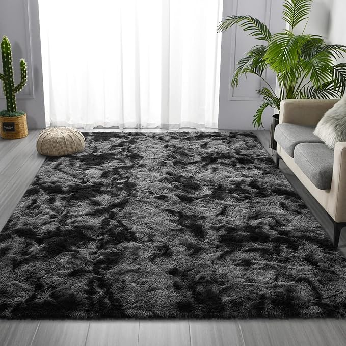 Shag Area Rug, 4 X 6 Tie-Dyed Plush Fuzzy Rugs - Image 3