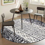 KUTA 6Ft Round Boho Rug for Living Room, Moroccan Washable Circle Area Rugs Non - Image 2