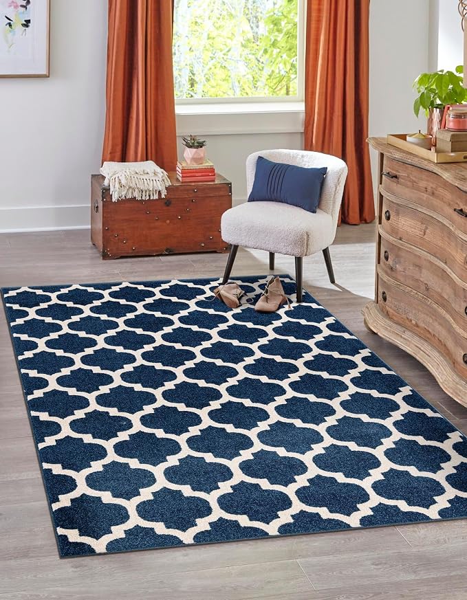 Rugs.com Lattice Collection Rug – 2x3 Dark Blue Medium-Pile Rug Perfect by Rugscom