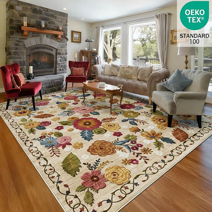 8x10 Machine Washable Area Rug for Living Room, Kids and Pets Friendly for - Image 3