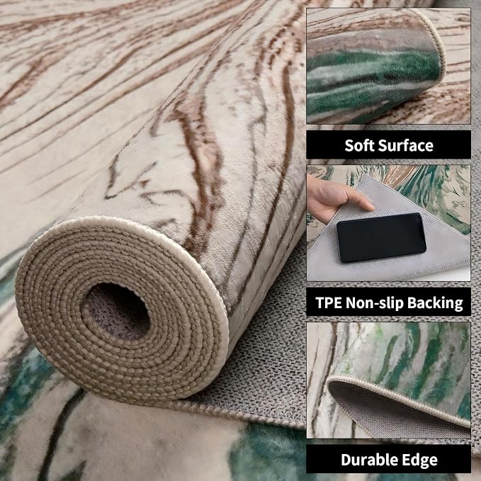 Ciicool Abstract Swirl Area Rug Indoor, 5x7 Washable Entryway Rug, Modern Soft - Image 3