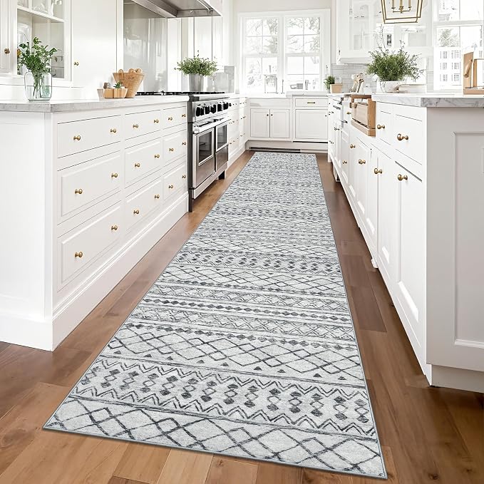 KUTA Long Hallway Runner Rug 2.6x14 Non-Slip Washable, Moroccan Vintage Beige - Image 2