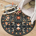 Moynesa Floral Bird Round Rug 6ft Washable Circle Rug Non Slip, Modern by Moynesa
