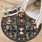 Moynesa Floral Bird Round Rug 6ft Washable Circle Rug Non Slip, Modern by Moynesa