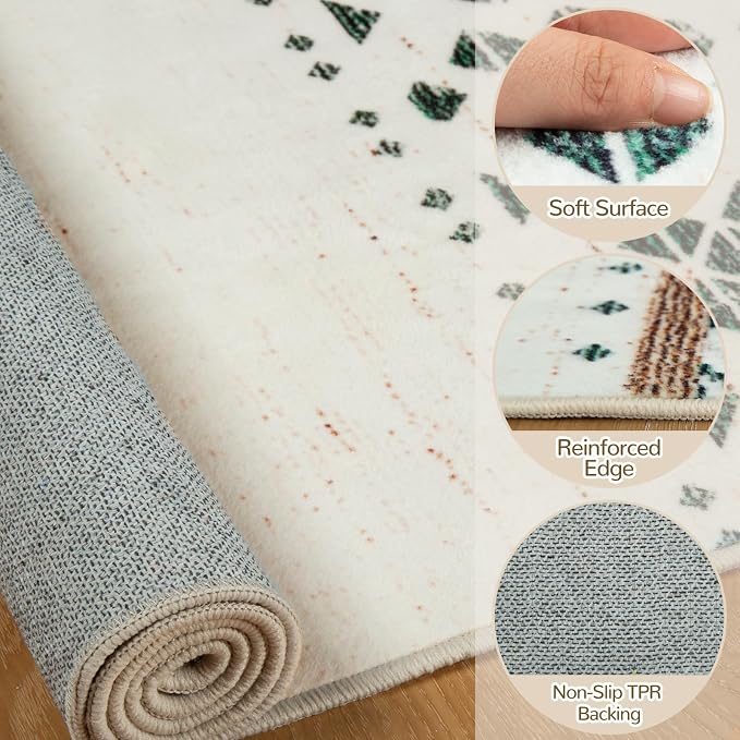 BESTSWEETIE 4x6 Area Rugs for Living Room Washable Moroccan Farmhouse Neutral - Image 2