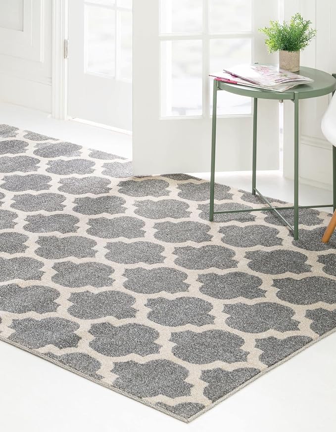 Rugs.com Lattice Collection Rug – 9' x 12' Dark Gray Medium Rug Perfect - Image 4