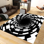 3D Illusion Swirl Area Rugs, Modern Abstract Grid Black Hole Living Room Carpet - Image 2