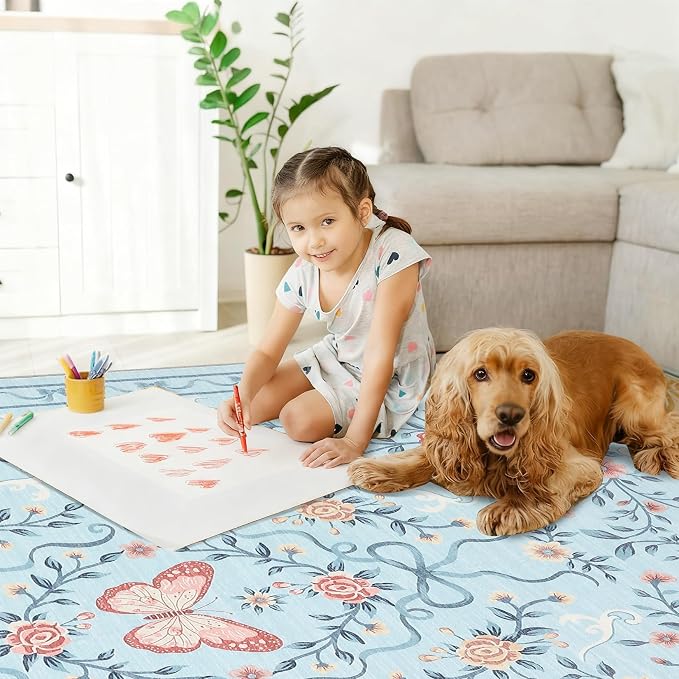 GarveeHome 2x3 Floral Area Rug Non Slip Entryway Mat Low Pile Stain Resistant - Image 3