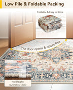 Area Rugs 2'6''x8' Washable Non-Slip, Floral Vintage Distress Print Pattern - Image 7