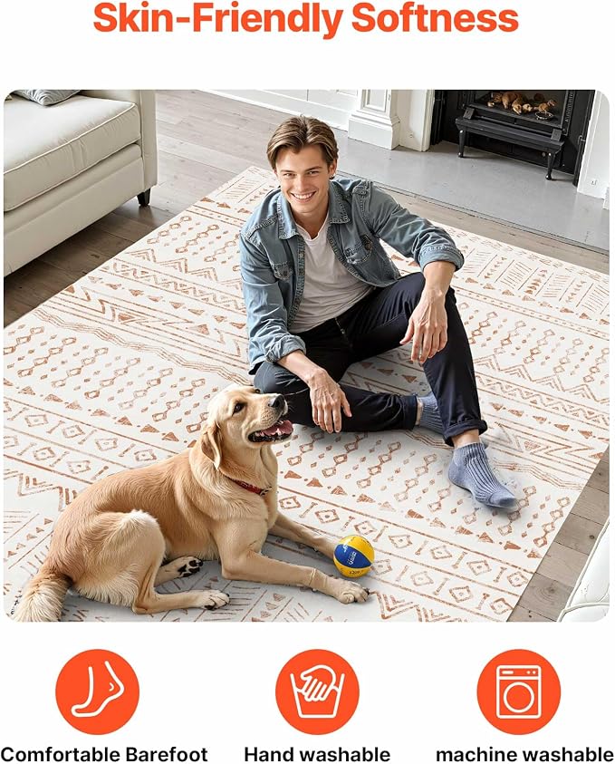 VEVOR 6 x 9 ft Area Rug Large Washable Rug Non-Slip and Tear-Resistant Soft - Image 7