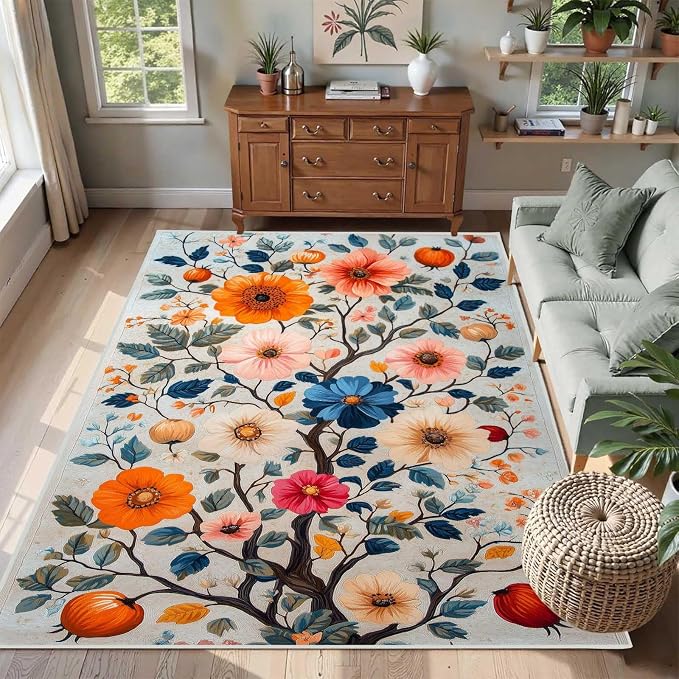 10x12 Colorful Flower Area Rugs, Floral Vintage Large Rugs, Floral Rugs by Unknown