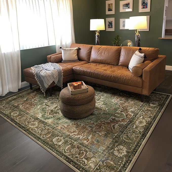 5x7 Machine Washable Area Rug for Living Room, Kids and Pets Friendly for by GERUIMO