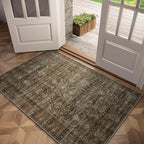 Washable 3x5 Entryway Rug, Boho Non-Slip Vintage Distress Small Rugs by Hedwior