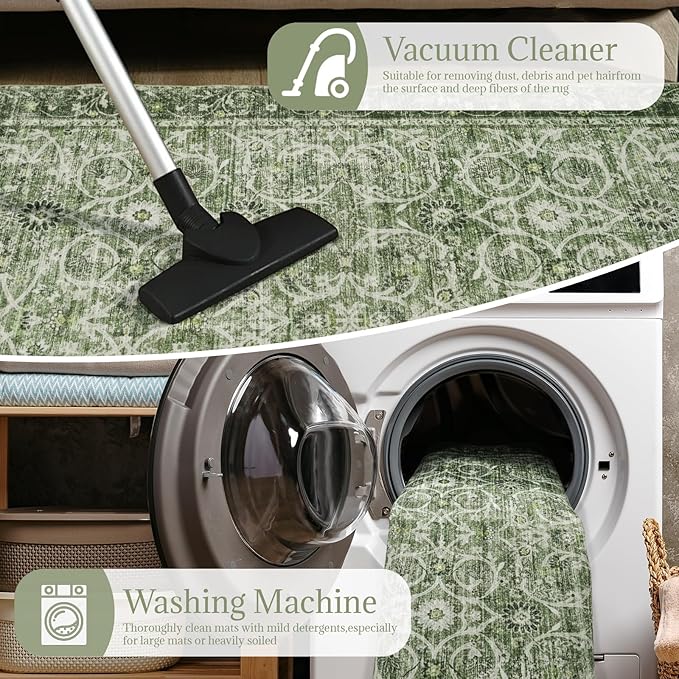 8x10 Washable Area Rugs Ultral Soft Non-Slip Stain Resistant Vintage Boho Large - Image 10