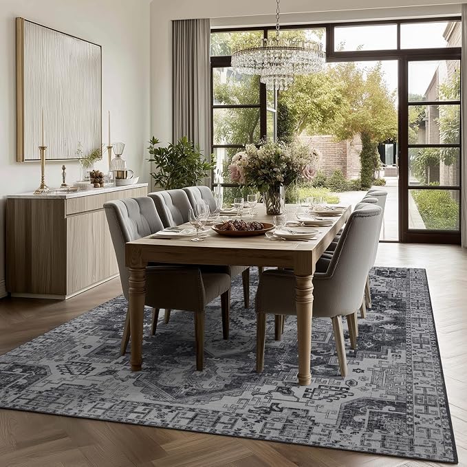 Washable Rugs 5x7 Area Rugs for Living Room, Thin Carpet for Bedroom, Soft Faux - Image 4