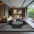 CAMILSON Indoor Outdoor Rug, 10x14 Medallion Black White Modern Area Rugs by CAMILSONIndoorOutdoorAreaRugs