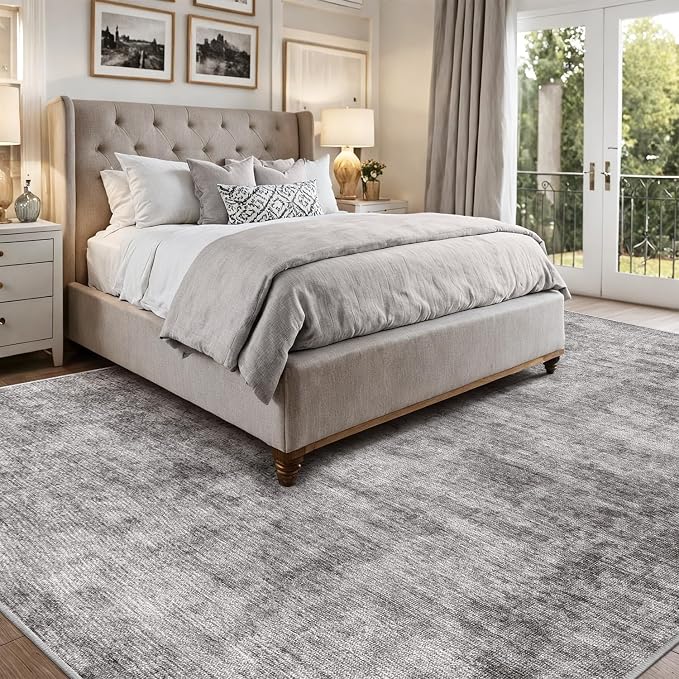LUMI 5x8 Washable Area Rug for Living Room, Ultra Soft Modern Neutral Grey Rugs - Image 4