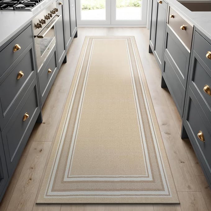Beverly Rug Non Slip Area Rugs 2x7 Modern Bordered Non Skid Rubber Backing Soft by BeverlyRug