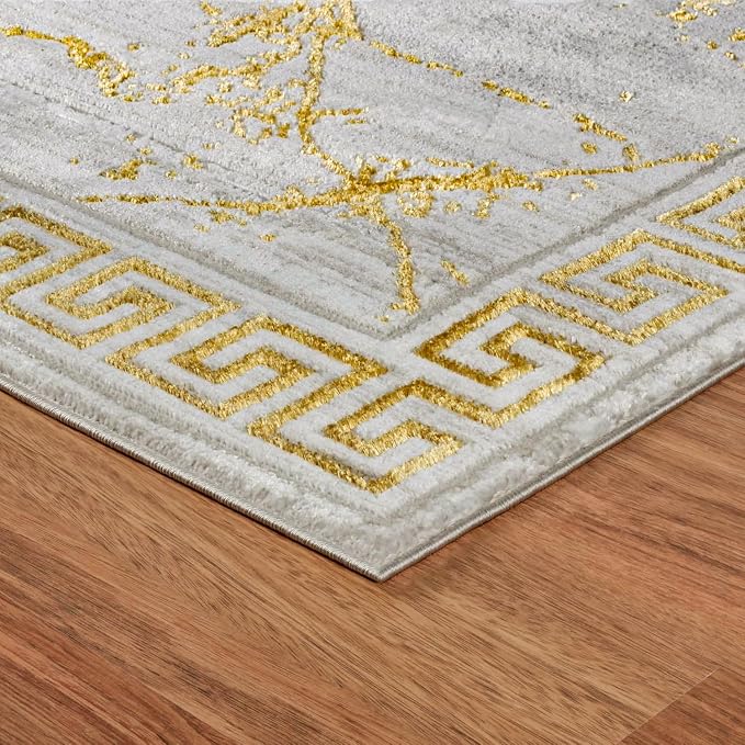 GLORY RUGS Area Rugs Marble 2x7 Cream Gold Carpet Modern Abstract Rug Living - Image 6
