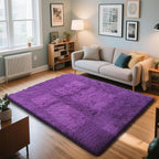 Purple Fluffy Rug Shaggy Area Rug, 5x8 Area Rugs - Image 2