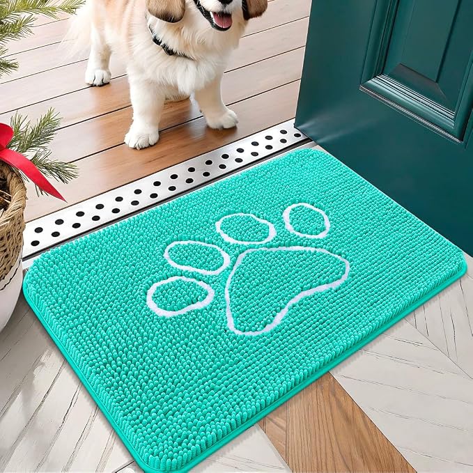 OLANLY Dog Door Mat for Muddy Paws 24x16, Paw Print Design, Absorbs Moisture by OLANLY