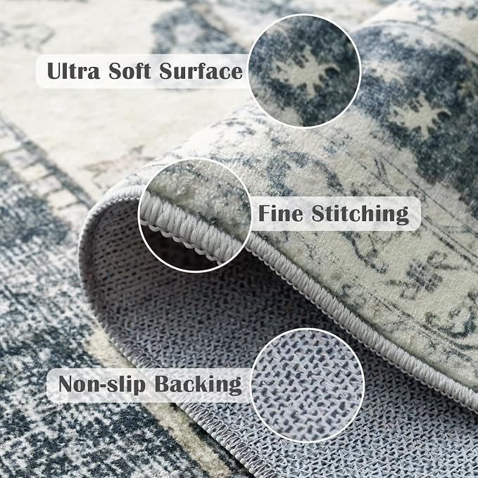 jinchan Kelda Area Rug 3x5 Washable Entryway Rug Vintage Soft Indoor Floor - Image 3