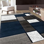 Rugshop Modern Geometric Boxes Navy Area Rug, Fade-Resistant Carpet by Rugshop