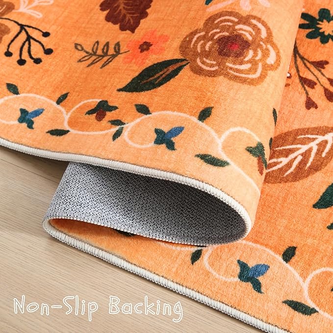 Rugcomf Door Mat Indoor Entrance 2x3 Rug Machine Washable Boho Floral Small - Image 3