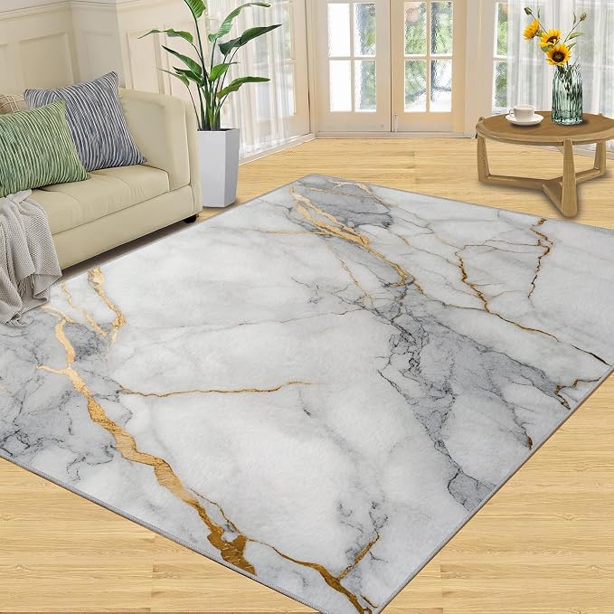 6x9 Abstract Marble Living Room Rug - Image 3