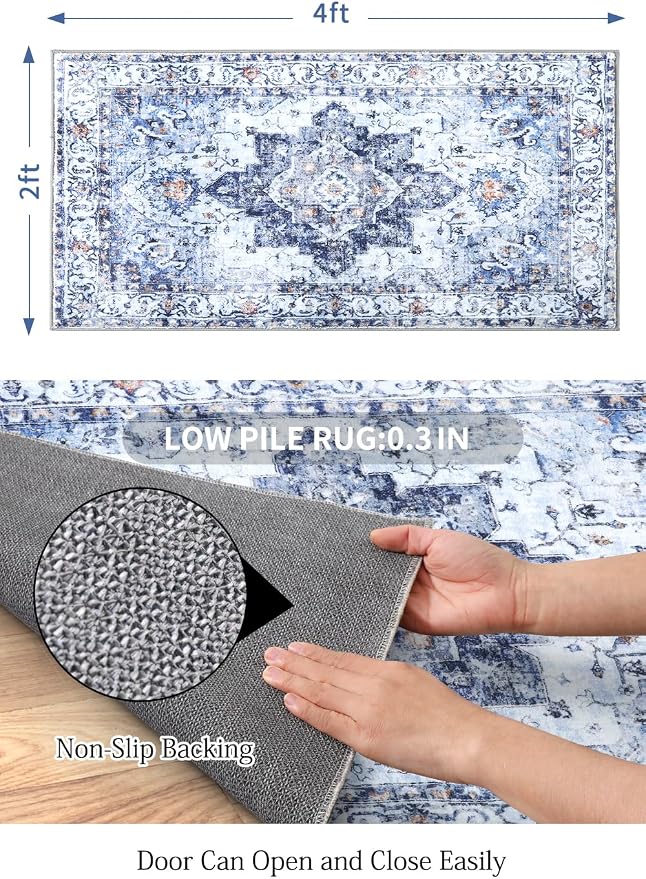COMSLE Washable Door Mat, Front Door Mat Indoor Faux Wool Absorbent Small Rugs - Image 2