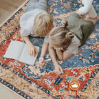 Area Rug 9x12 Washable Rug, Vintage Boho Medallion Rugs Non-Slip Soft Low Pile - Image 4