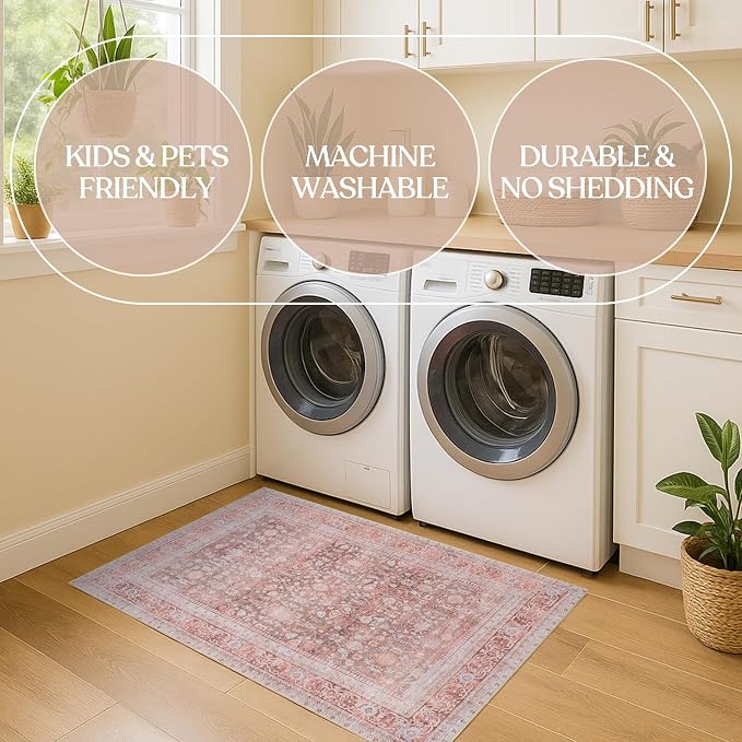 Fame Living Washable Area Rug. Modern Farmhouse. Vintage. Turkish. Bohemian. - Image 6