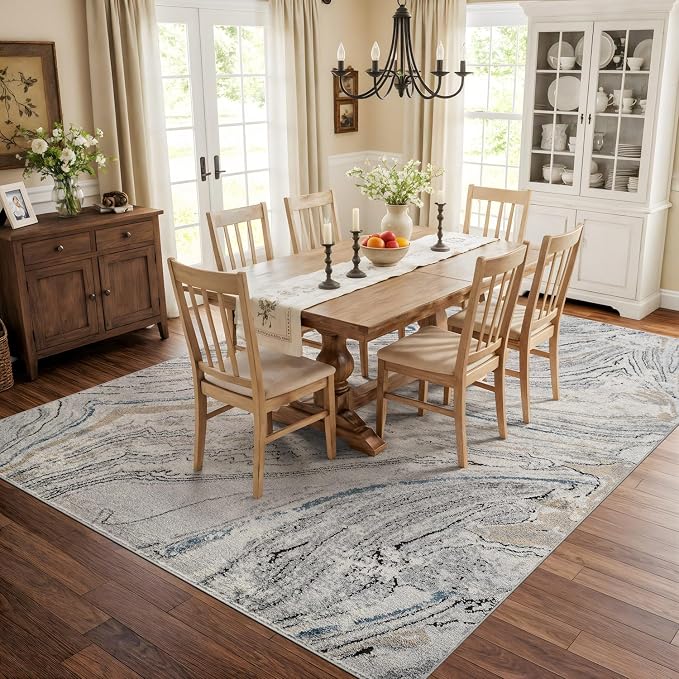 Rugshop Marble Swirl Distressed Gray Area Rug 7' 10" x 10' Ideal - Image 6