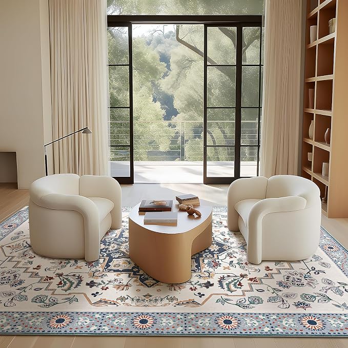 Phantoscope Washable Area Rug 9'x12' Non-Slip, Vintage Boho Rugs - Image 7