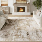 FMFUNCTEX 6x9 Washable Area Rug Brown Grey Neutral Abstract Modern Large Non by Fmfunctex