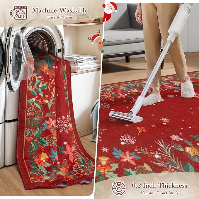 Wonnitar Christmas 5x7 Area Rugs, Non-Slip Soft Bedroom Rug, Washable Low Pile - Image 5