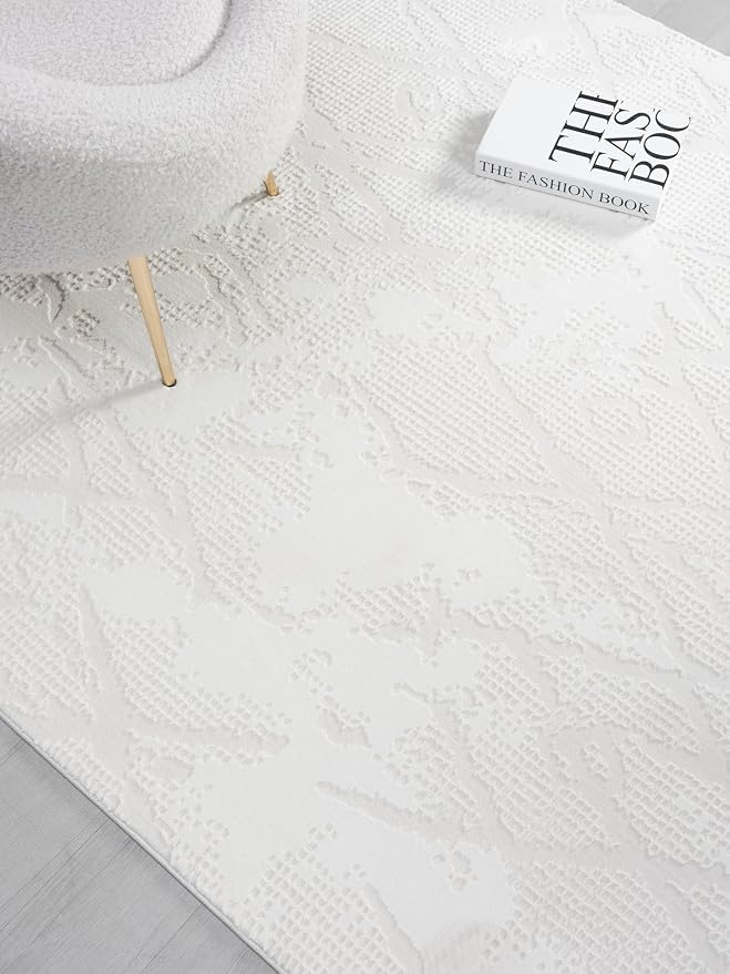 Adel Modern Area Rug for Living Room, 4x6 Rustic Distressed Abstract Cream - Image 6