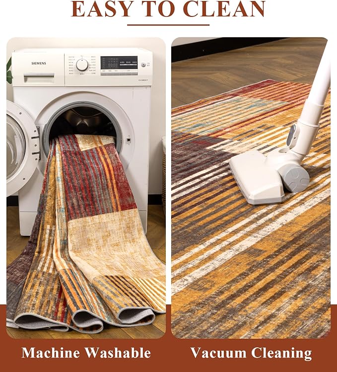 YIHOUSE Brown Runner Rug 2x6 for Hallway, Farmhouse Rugs Washable, Vintage - Image 5