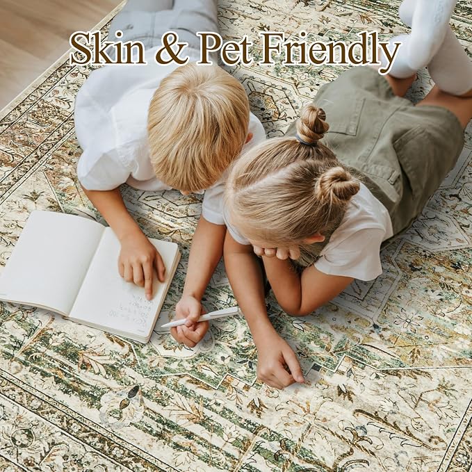 9x12 Area Rugs for Living Room, Non Slip Machine Washable Vintage Rugs - Image 3
