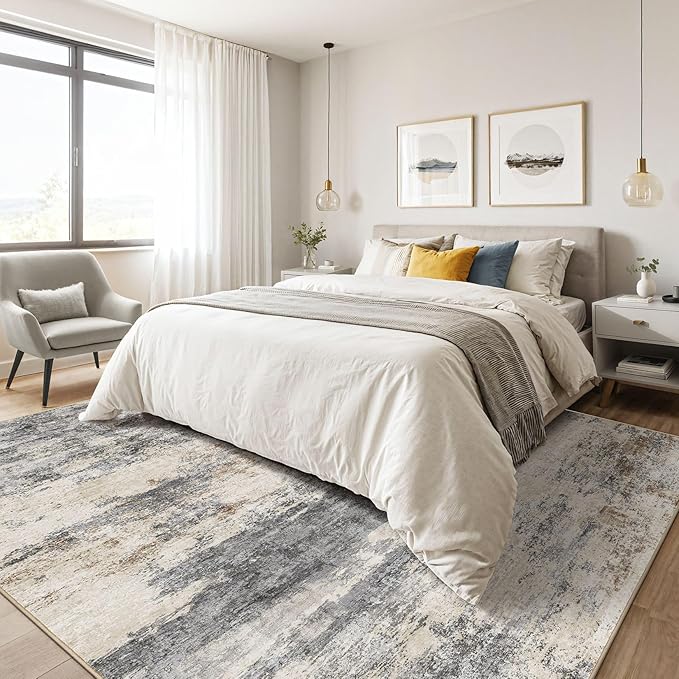 Area Rug Living Room Rugs: 5x7 Washable Large Abstract Modern Soft Stain - Image 4