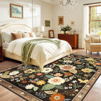 Floral 9x12 Area Rug Machine Washable Soft Print Boho Carpet Non Slip Doormat - Image 2