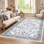GarveeHome Washable Rug 6 x 9, Low Pile Farmhouse Floral Rug, Non-Shedding by GarveeHome