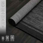 CAMILSON Indoor Outdoor Rug, 6x9 Bordered Dark Grey Black Modern Area Rugs - Image 6