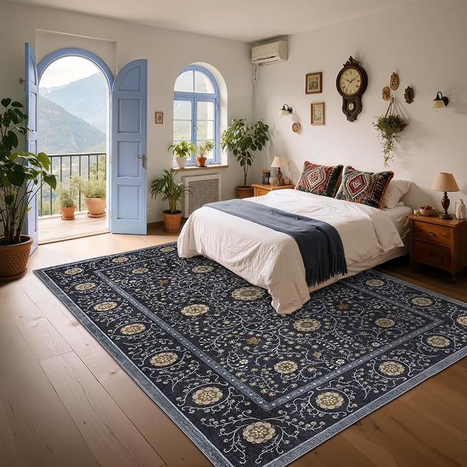 GarveeHome Boho 6x9 Area Rug for Living Room, Floral Vintage Rugs for Bedroom - Image 3